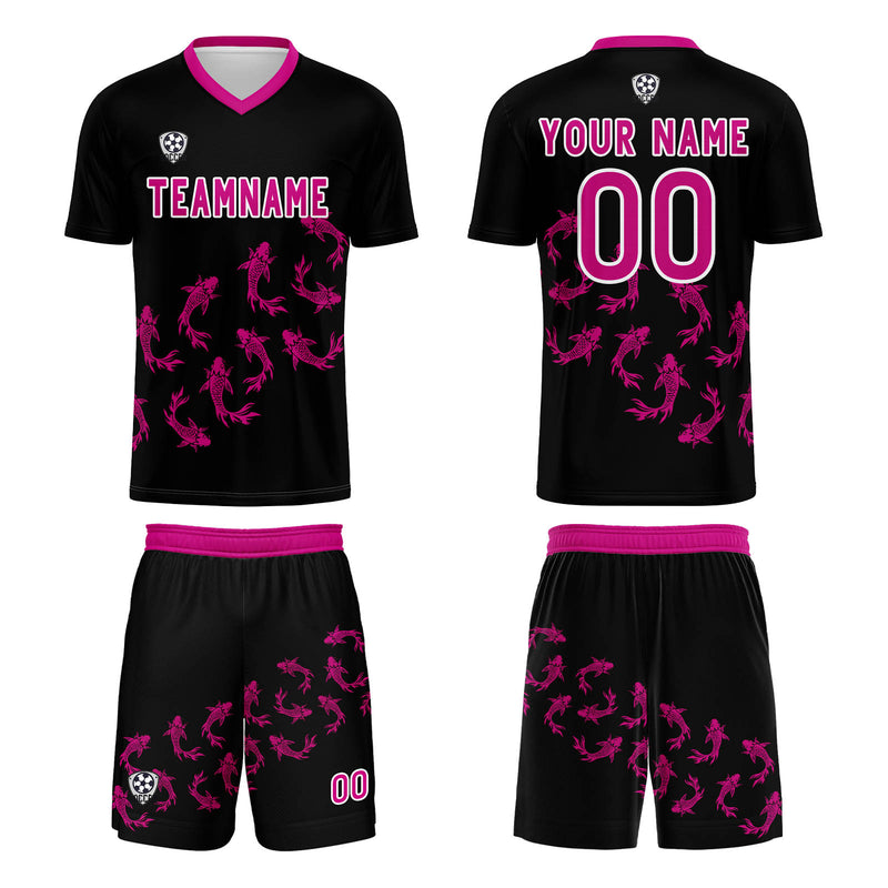 Custom Black Jerseys for Men Women Personalized Soccer Uniforms for Adult and Kid