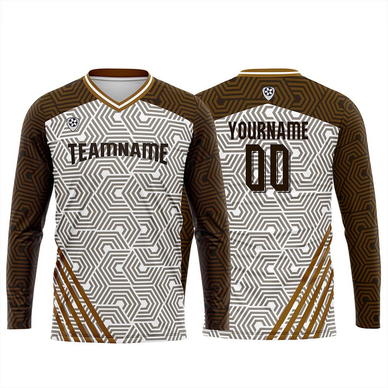 Custom Brown Basketball Soccer Football Shooting Long T-Shirt for Adults and Kids