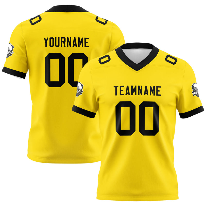 Custom Yellow Black Football Jersey Personalized Football Shirts for Men Women  Printed Team Name Number Logo