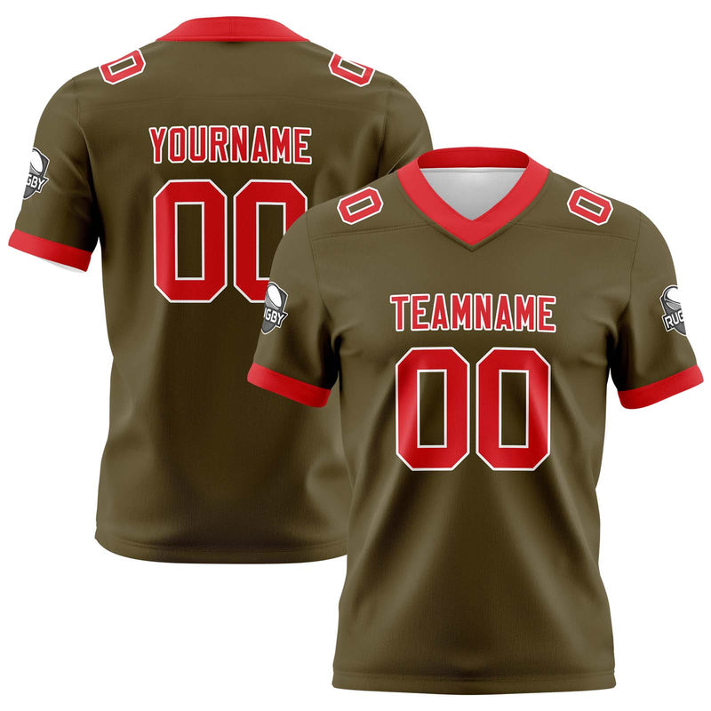 Custom Brown Red Football Jersey Personalized Football Shirts for Men Women  Printed Team Name Number Logo