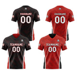 Custom Black Red Football Jersey Personalized Gradient Football Shirts for Men Printed Team Name Number Logo