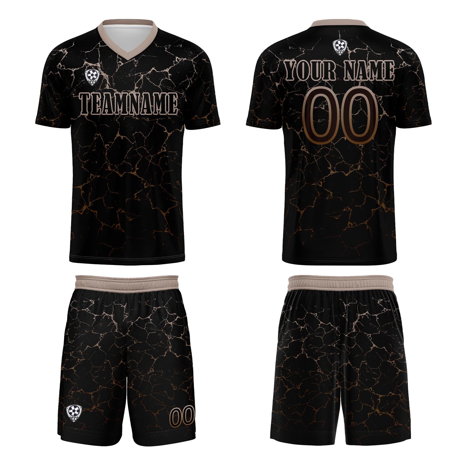 Custom Black Light Brown Jerseys for Men Women Personalized Soccer Uniforms for Adult and Kid enthsush