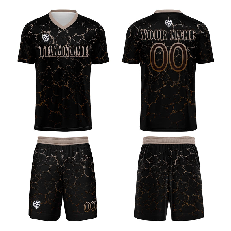 Custom Black Light Brown Jerseys for Men Women Personalized Soccer Uniforms for Adult and Kid