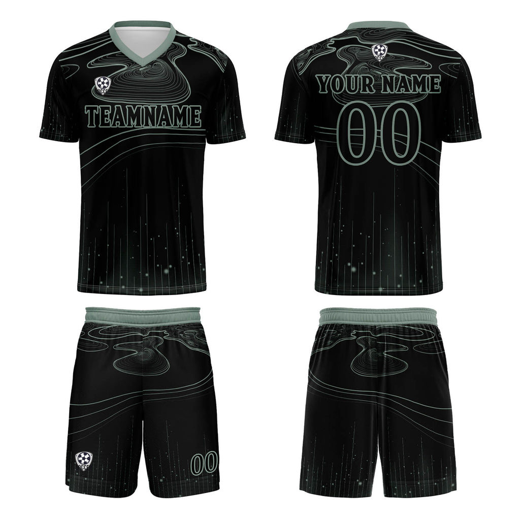 Custom Black Light Green Soccer Jerseys for Men Women Personalized Soccer Uniforms for Adult and Kid enthsush