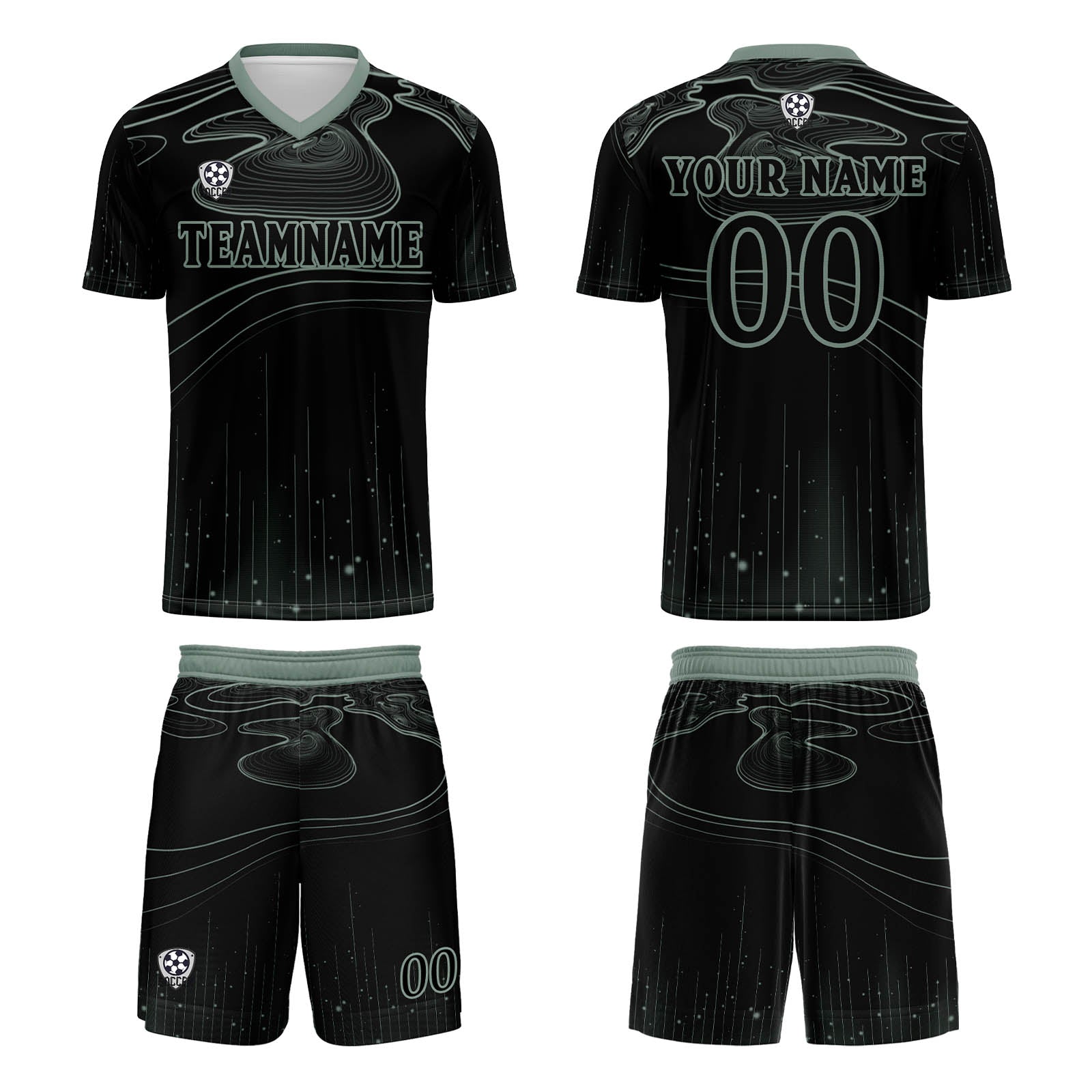 Custom Black Light Green Soccer Jerseys for Men Women Personalized Soccer Uniforms for Adult and Kid enthsush
