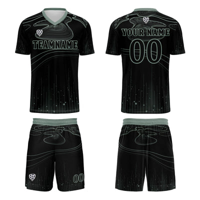 Custom Black Light Green Soccer Jerseys for Men Women Personalized Soccer Uniforms for Adult and Kid enthsush