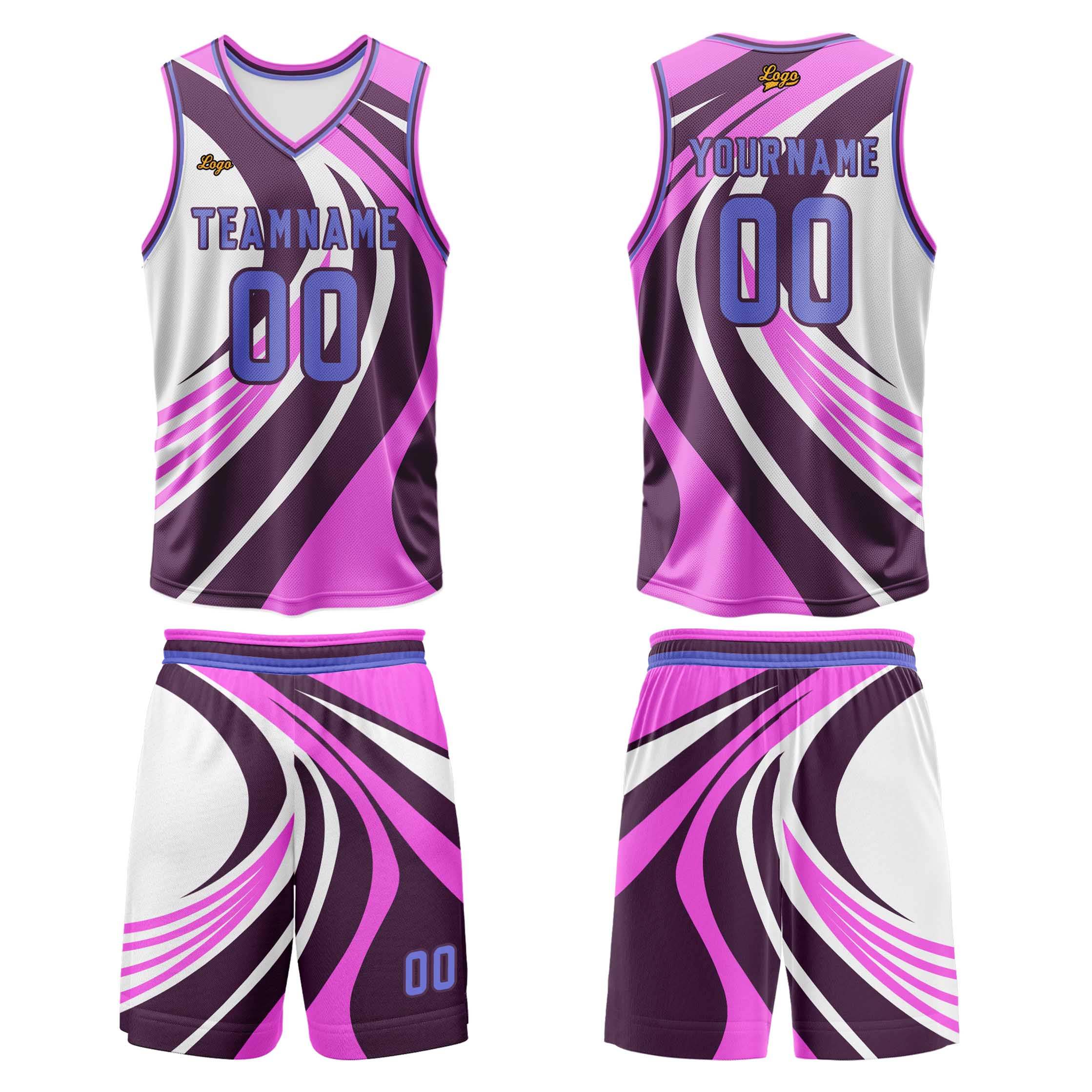 Custom Pink Purple Basketball Jersey Uniform Suit Printed Your Logo Name Number enthsush