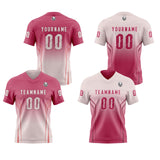 Custom Rose Pink Light Pink Reversible Football Jersey Personalized Gradient Football Shirts for Men Printed Team Name Number Logo