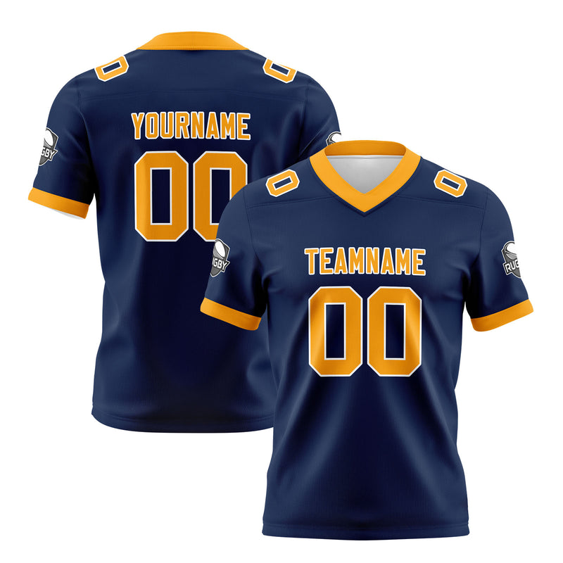 Custom Blue Yellow Football Jersey Personalized Football Shirts for Men Women  Printed Team Name Number Logo