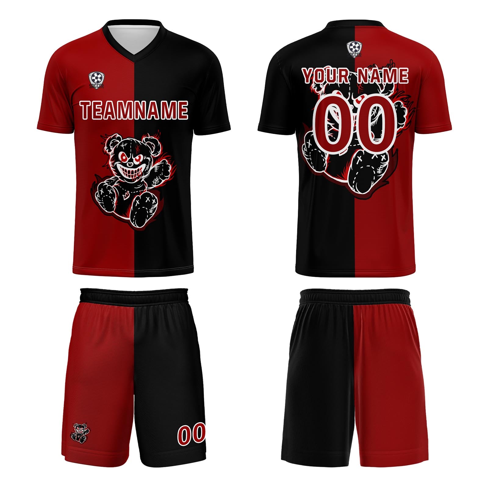 Custom Red Black Jerseys for Men Women Personalized Soccer Uniforms for Adult and Kid enthsush