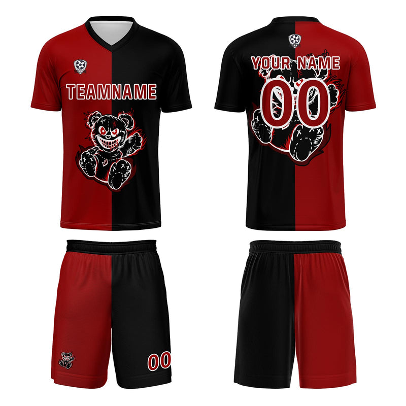 Custom Red Black Jerseys for Men Women Personalized Soccer Uniforms for Adult and Kid