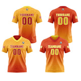 Custom Red Yellow Football Jersey Personalized Gradient Football Shirts for Men Printed Team Name Number Logo