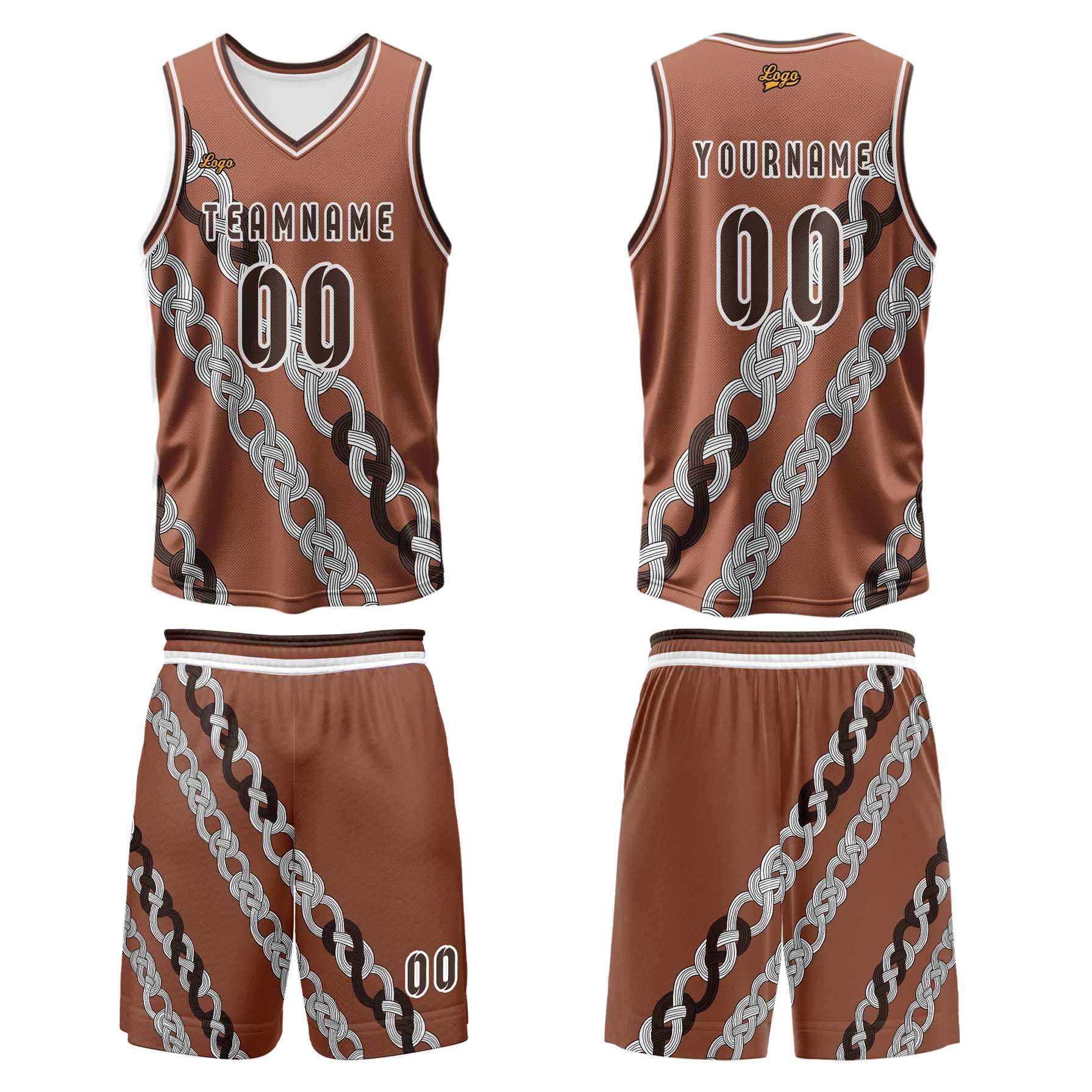 Custom Brown Basketball Jersey Uniform Suit Printed Your Logo Name Number enthsush