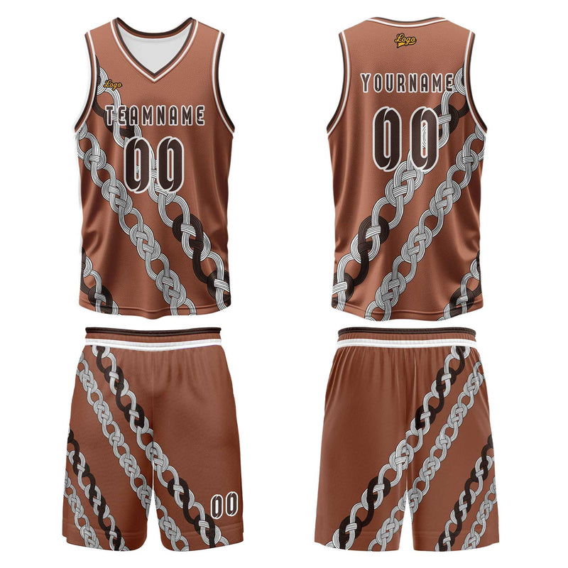 Custom Brown Basketball Jersey Uniform Suit Printed Your Logo Name Number