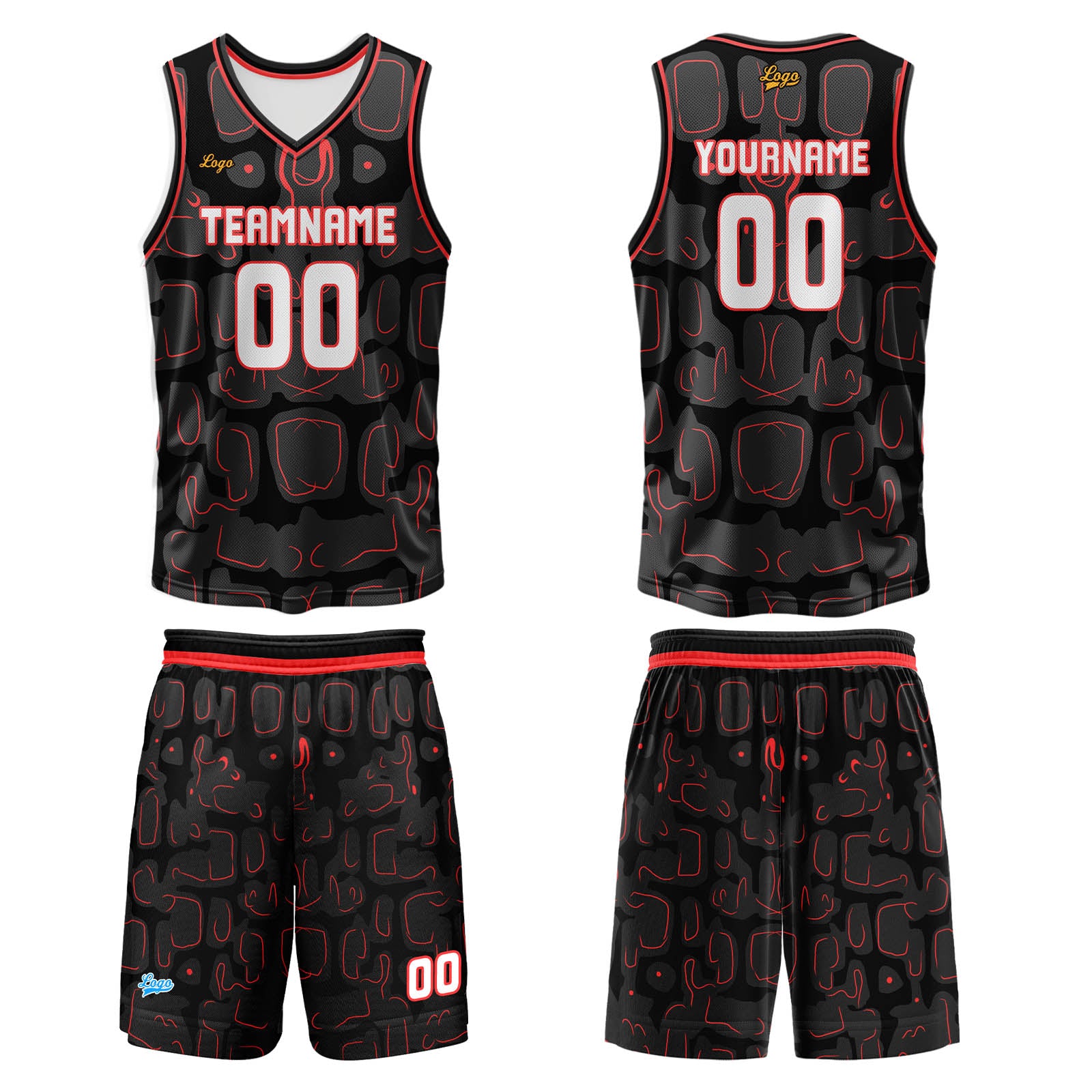 Custom Red Basketball Jersey Uniform Suit Printed Your Logo Name Number enthsush