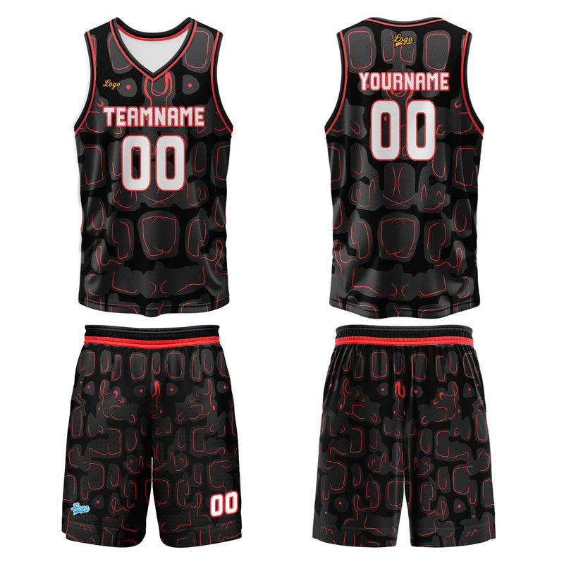 Custom Red Basketball Jersey Uniform Suit Printed Your Logo Name Number