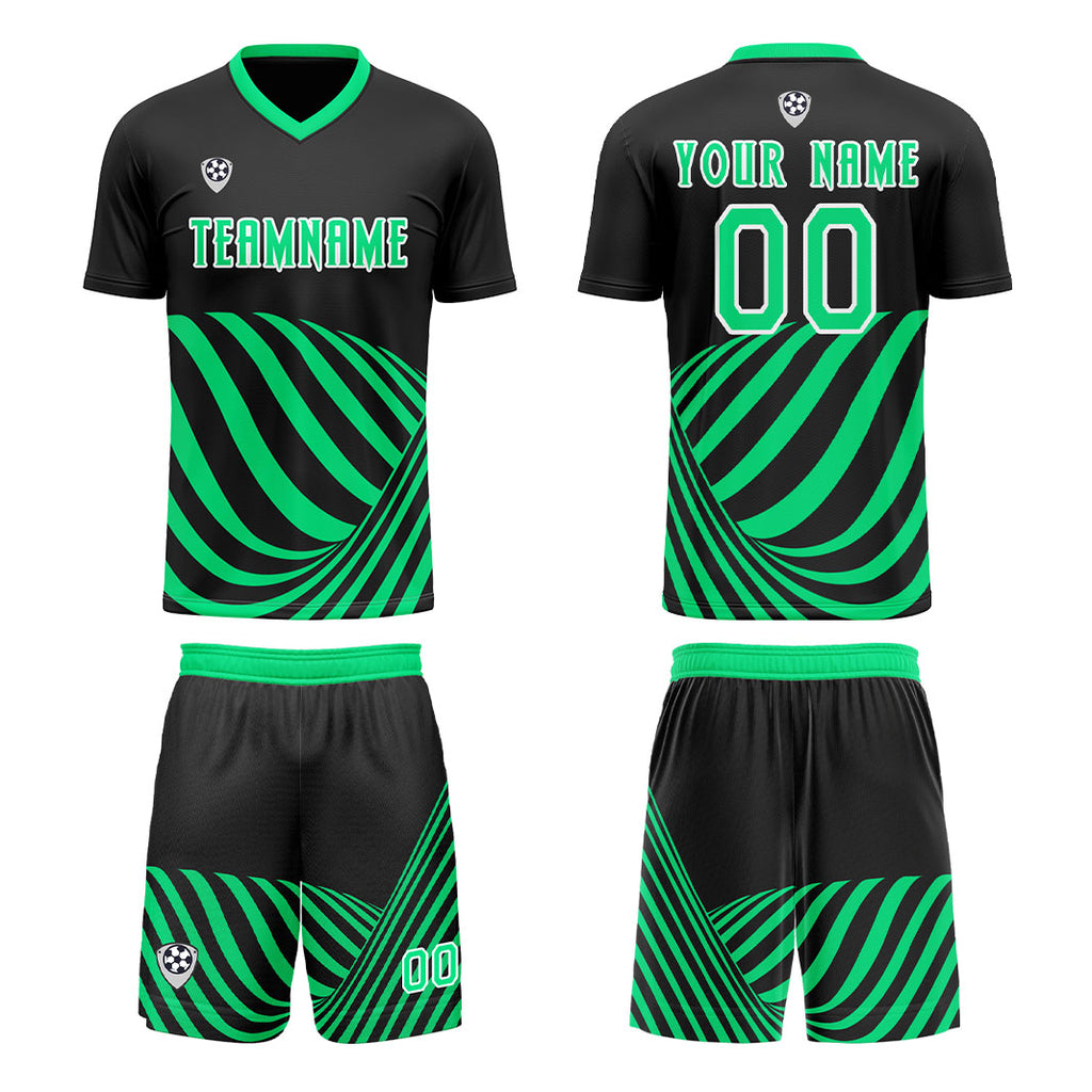 Custom Black Green Soccer Jerseys for Men Women Personalized Soccer Uniforms for Adult and Kid enthsush