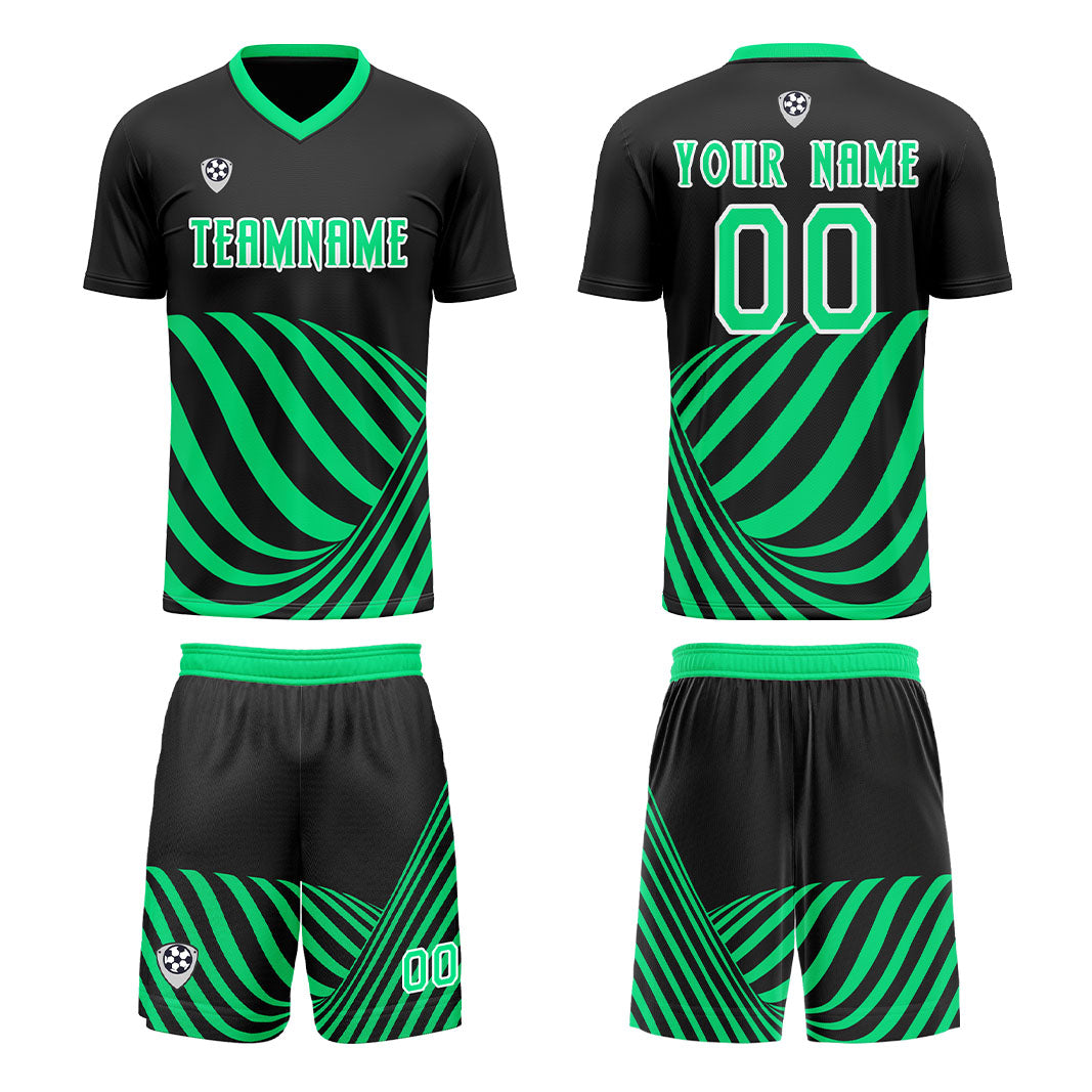 Custom Black Green Soccer Jerseys for Men Women Personalized Soccer Uniforms for Adult and Kid enthsush