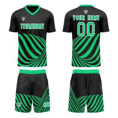Custom Black Green Soccer Jerseys for Men Women Personalized Soccer Uniforms for Adult and Kid enthsush