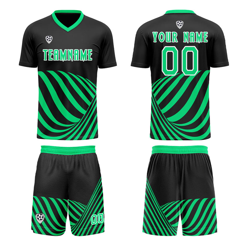 Custom Black Green Soccer Jerseys for Men Women Personalized Soccer Uniforms for Adult and Kid