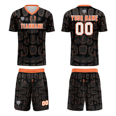 Custom Black Orange Jerseys for Men Women Personalized Soccer Uniforms for Adult and Kid enthsush