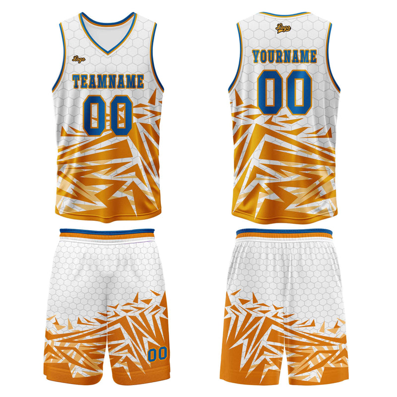 Custom Orange Blue Basketball Jersey Uniform Suit Printed Your Logo Name Number