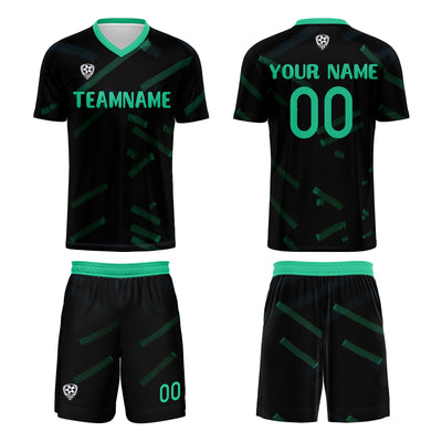 Custom Black Grass Green Jerseys for Men Women Personalized Soccer Uniforms for Adult and Kid enthsush