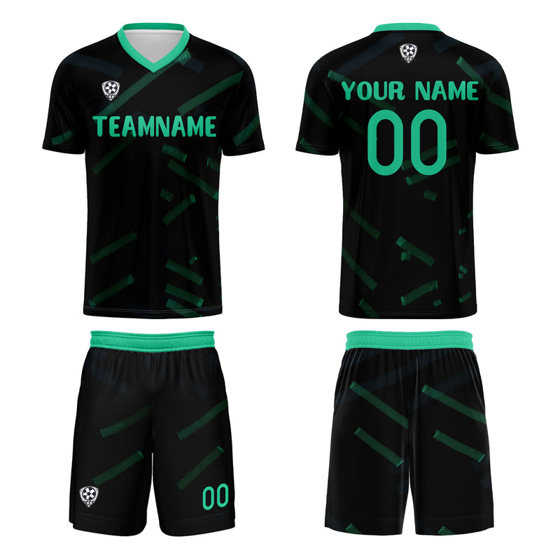 Custom Black Grass Green Jerseys for Men Women Personalized Soccer Uniforms for Adult and Kid