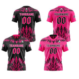 Custom Black Pink Football Jersey Personalized Gradient Football Shirts for Men Printed Team Name Number Logo
