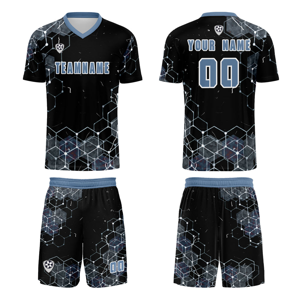 Custom Gray Blue Jerseys for Men Women Personalized Soccer Uniforms for Adult and Kid enthsush