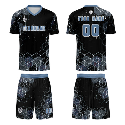 Custom Gray Blue Jerseys for Men Women Personalized Soccer Uniforms for Adult and Kid enthsush