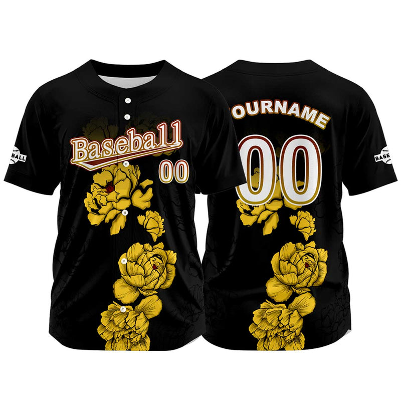 Custom Black Jersey Personalized Baseball Shirt for Men Women Kids Youth