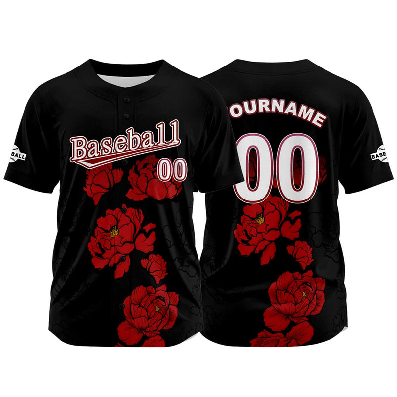 Custom Black Jersey Personalized Baseball Shirt for Men Women Kids Youth