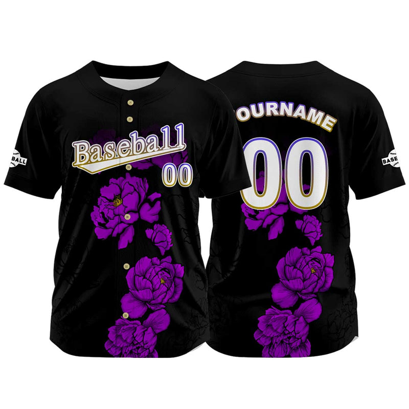Custom Black Jersey Personalized Baseball Shirt for Men Women Kids Youth