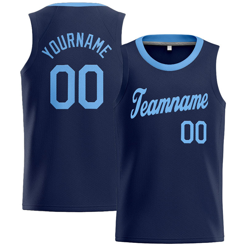 Custom Stitched Basketball Jersey for Men, Women And Kids Navy-Light Blue