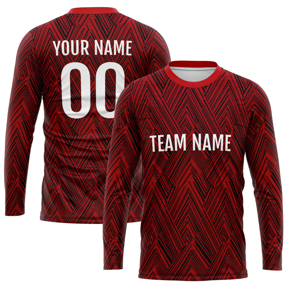 Custom Basketball Soccer Football Shooting Long T-Shirt for Adults and Kids Black-Red enthsush