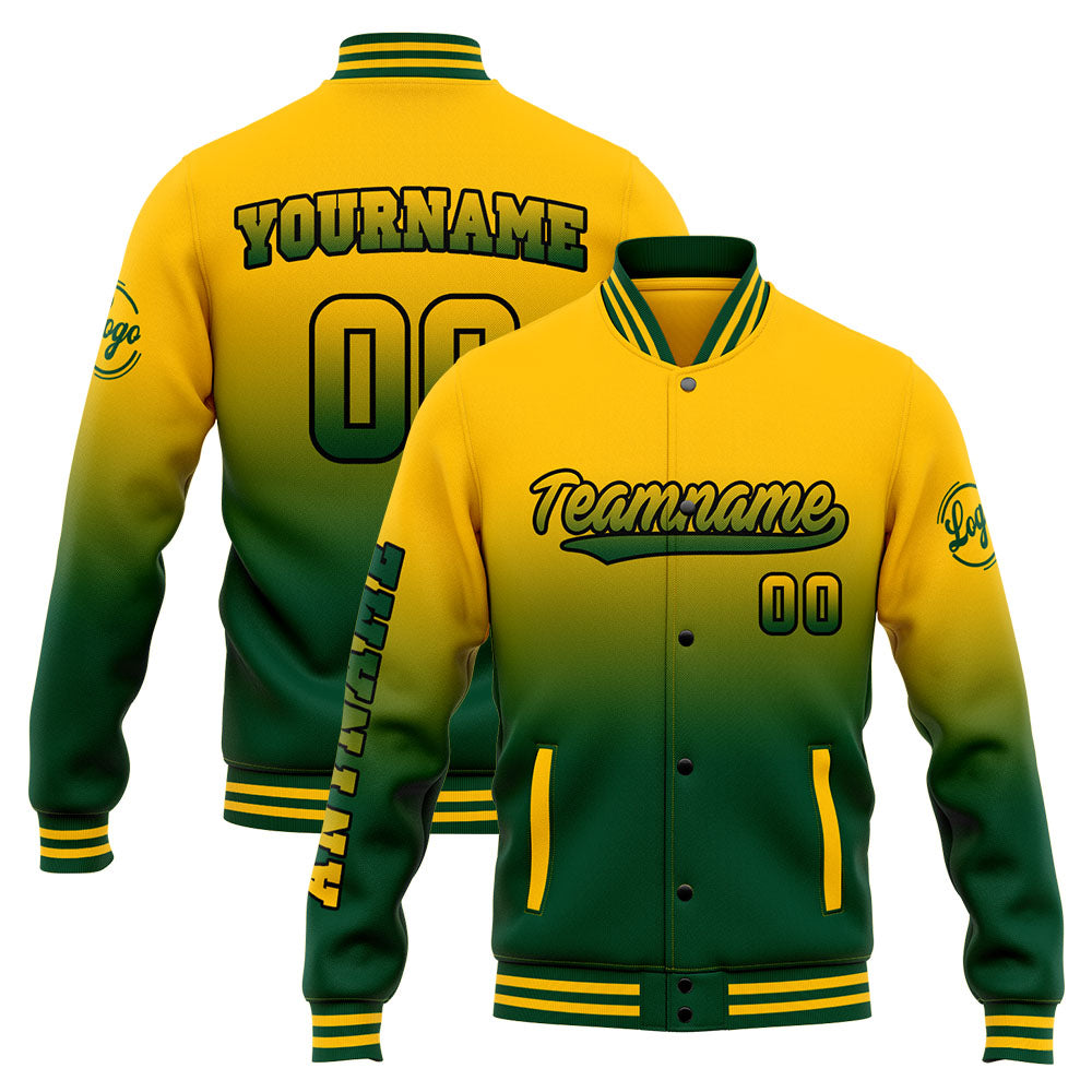 Custom Varsity Jacket Letterman jacket for Men, Women and Youth Green Yellow enthsush