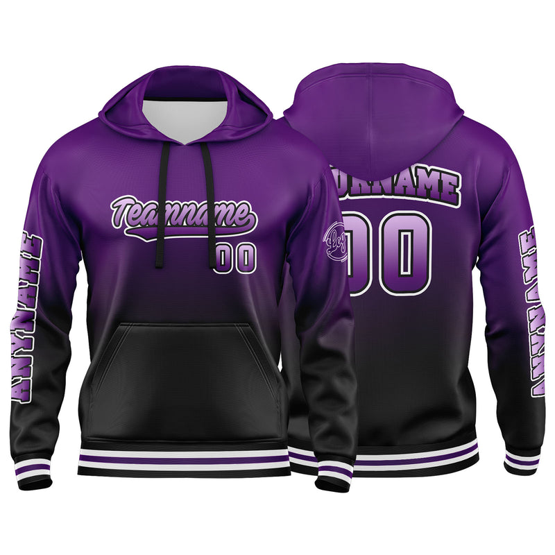 Custom Purple Black Sweatshirt Hoodie For Men Women Girl Boy Print Your Logo Name Number