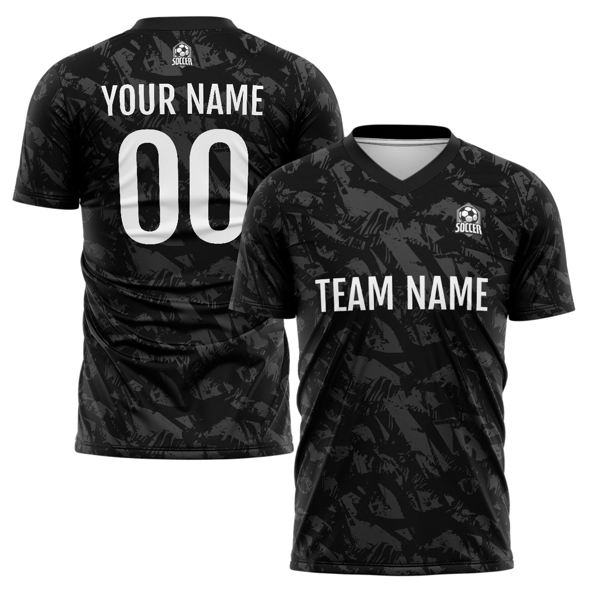 Custom Black Grey Soccer Jerseys for Men Women Personalized Soccer Uniforms for Adult and Kid enthsush