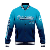 Custom Gradient Varsity Jacket Letterman jacket for Men, Women and Youth Aqua&Dark Blue