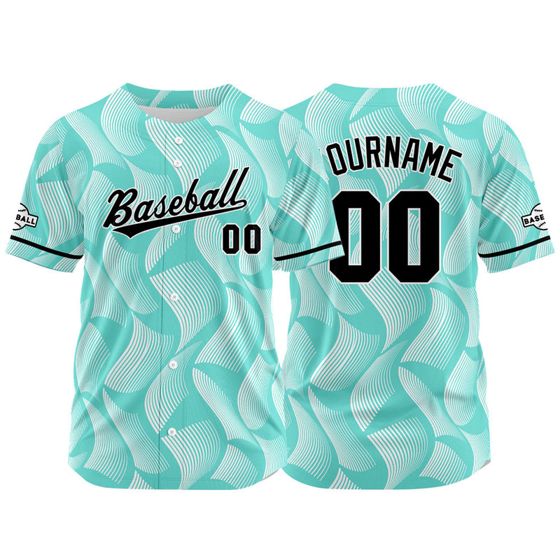 Custom Full Print Design Authentic Baseball Jersey aqua