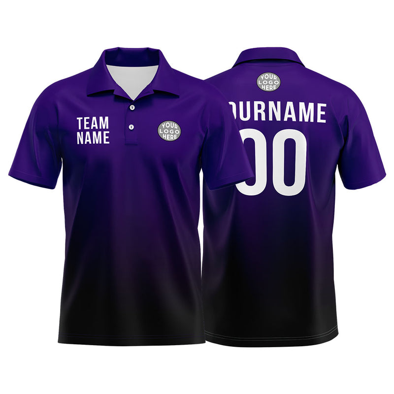 Custom Purple Black Football Polo Shirts Add Your Unique Logo/Name/Number
