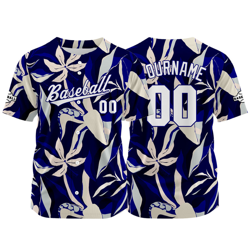Custom Full Print Design Authentic Baseball Jersey navy-cream