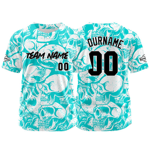 Custom Baseball Jersey Personalized Baseball Shirt for Men Women Kids Youth Teams Stitched and Print Light Blue&White enthsush