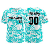 Custom Baseball Jersey Personalized Baseball Shirt for Men Women Kids Youth Teams Stitched and Print Light Blue&White