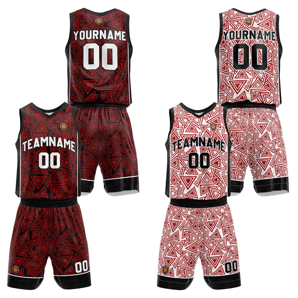 Custom Red Reversible Basketball Suit for Adults and Kids Personalized Jersey enthsush