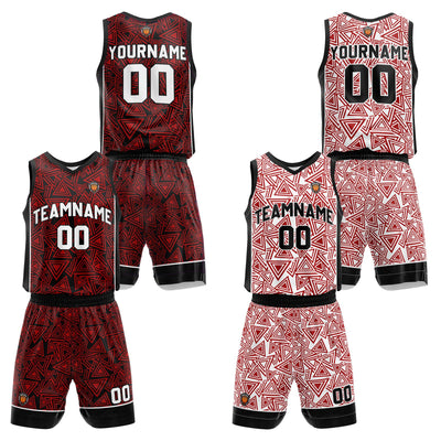 Custom Red Reversible Basketball Suit for Adults and Kids Personalized Jersey enthsush