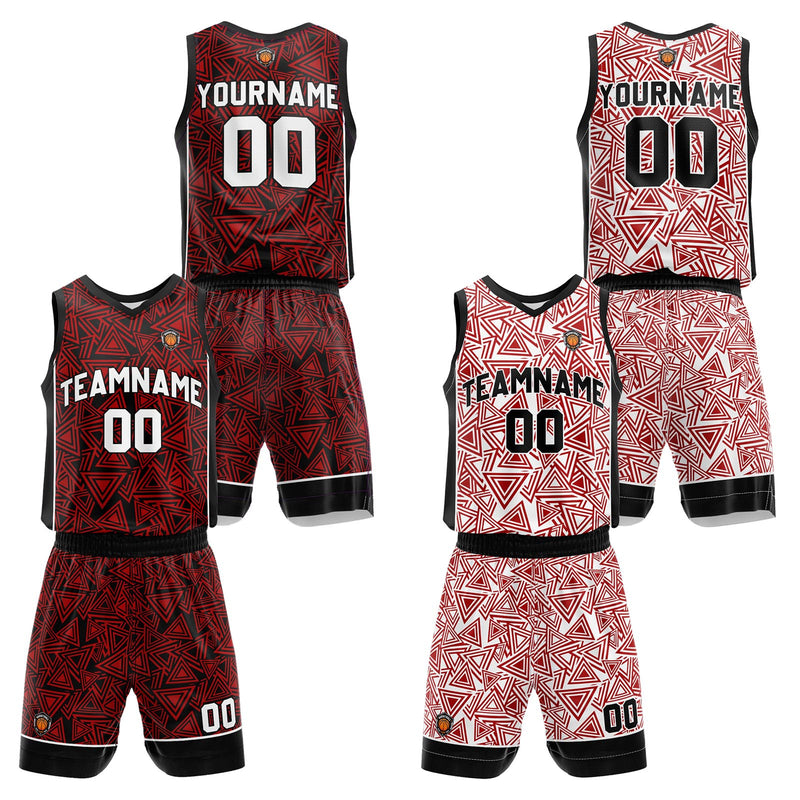 Custom Red Reversible Basketball Suit for Adults and Kids Personalized Jersey