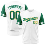 Custom Full Print Design Authentic Baseball Jersey white-green-yellow