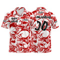 Custom Football Polo Shirts  Add Your Unique Logo/Name/Number Red&White enthsush